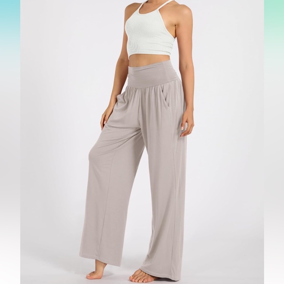 New ODODOS Women's Wide Leg Palazzo Lounge Pants with Pockets Light Weight Loose - Picture 3 of 12